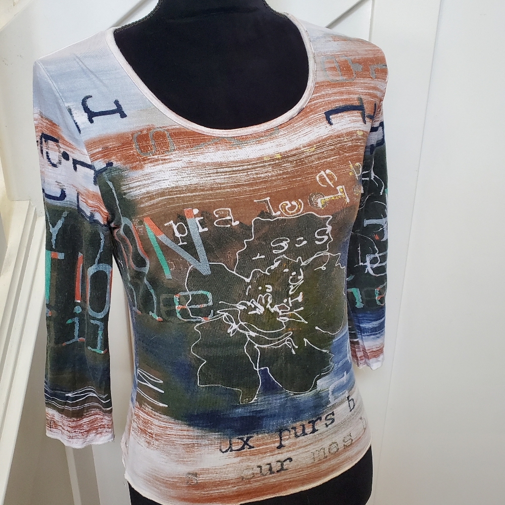 Multicolor Graphic Long Sleeve Top